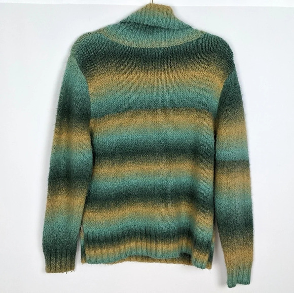 Woolrich Winter Turquoise Cowl Striped Sweater Top - Picture 2 of 4